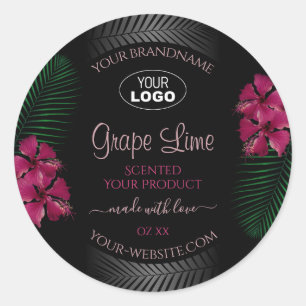 Black Product Label Wine Red Hawaiian Flowers Logo
