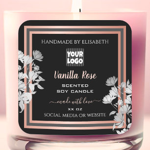 Black Product Labels Custom Logo Rose Gold Frame