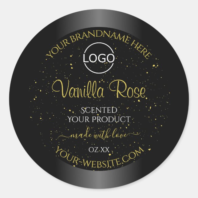 Black Product Labels Gold Soft Glitter with Logo (Front)