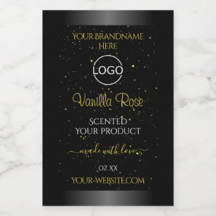 Black Product Labels Gold Soft Glitter with Logo