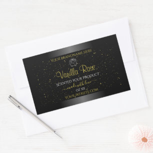 Black Product Labels Soft Gold Glitter Floral Rose