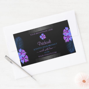 Black Product Labels Tropical Purple Blue Flowers