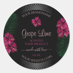 Black Product Labels Wine Red Hawaiian Flowers