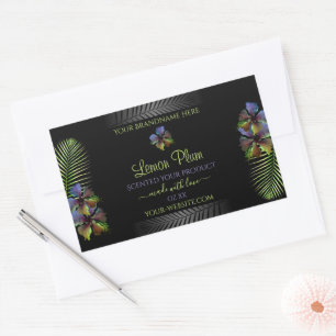 Black Product Labels Yellow Purple Hawaii Flowers