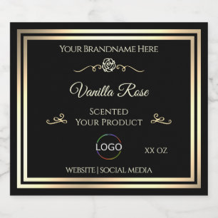 Black Product Packaging Label Gold Frame with Logo