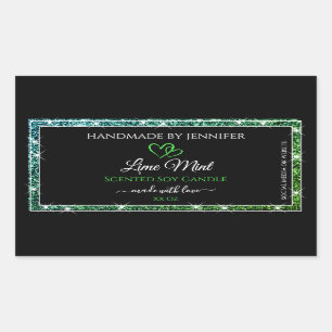 Black Product Packaging Labels Teal Green Glitter