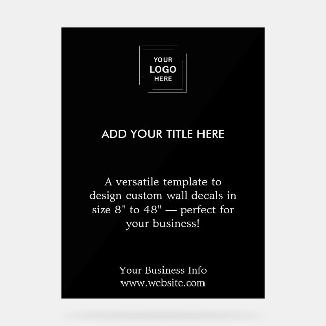 Black Professional Business Logo Acrylic Sign  (Front)