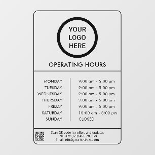 Black Professional Business Logo Operating Hours 