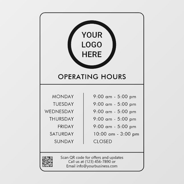 Black Professional Business Logo Operating Hours  (Sheet)