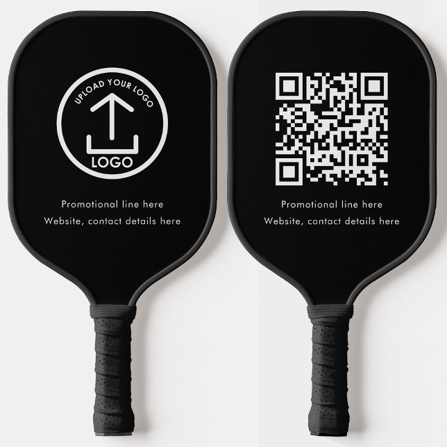 Black Professional Business Logo Text QR Code Pickleball Paddle (Black Professional Business Logo Text QR Code Pickleball Paddle)