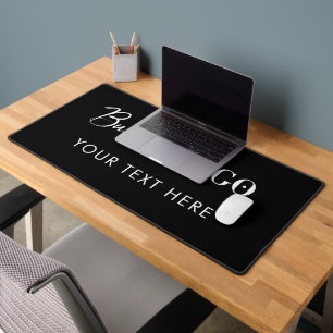 Black Professional Company Business Logo & Text Desk Mat