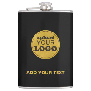 Black Professional Custom Business Logo Company  Hip Flask