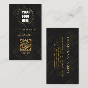 Black Professional Design Modern QR Code Business Card