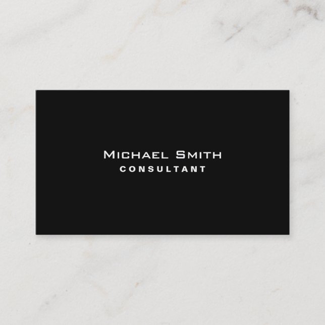 Black Professional Elegant Modern Plain Simple Business Card (Front)