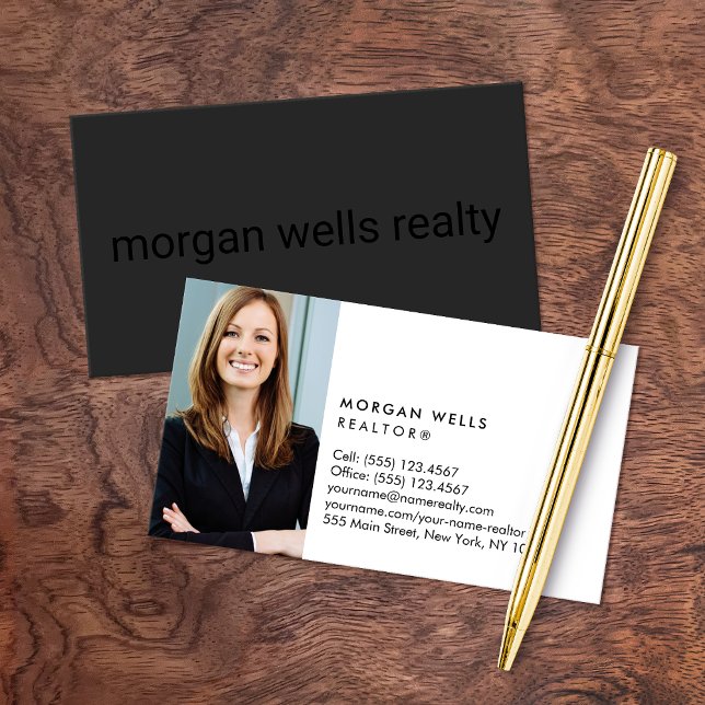 Black Professional Minimalistic Photo Business Card (Creator Uploaded)