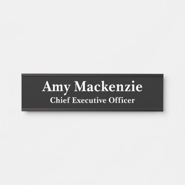 Black Professional Office Name Plate Door Sign (Front)