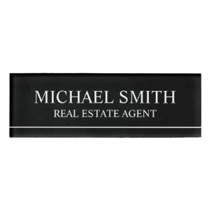 Black Professional Personalised Name Tag