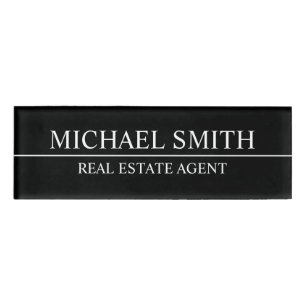 Black Professional Personalised Name Tag