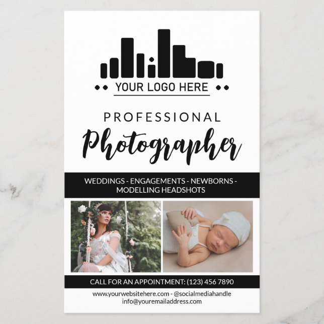 Black Professional Photographer Your Logo Flyer (Front)
