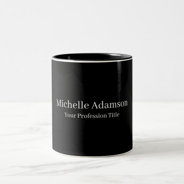 Black Professional Plain Modern Two-Tone Coffee Mug (Center)