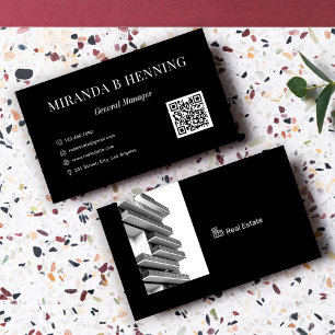Black Professional Real Estate Agent Photo QR Code Business Card