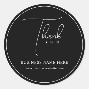 Black Professional Thank You Business Event Classic Round Sticker