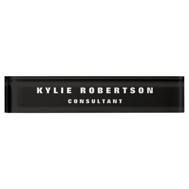 Black Professional Trendy Modern Nameplate (Front)