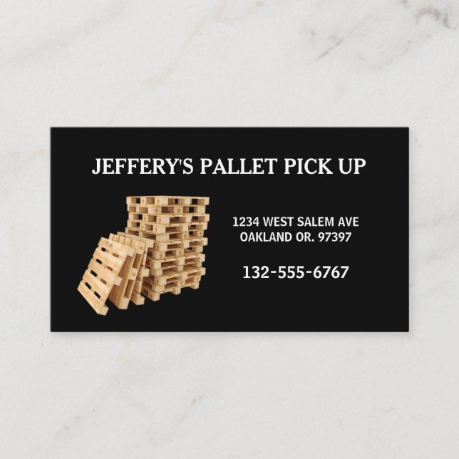 Black Professional Wood Pallet Crate Business Card (Front)