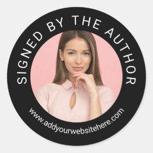 Black Profile Photo Signed by the Author Classic Round Sticker