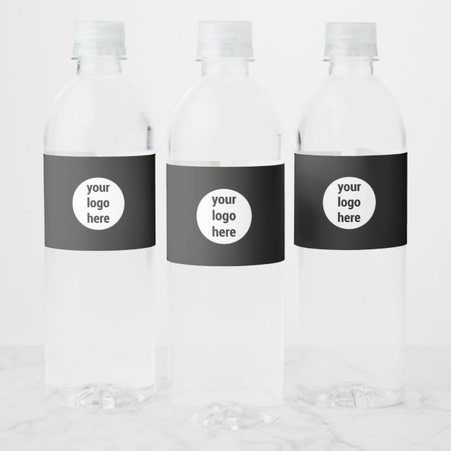 Black Promotional Business Company Logo Customer Water Bottle Label (Bottles)