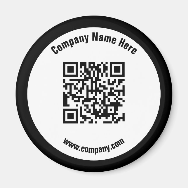 Black Promotional Business Name QR Code  Magnet (Front)