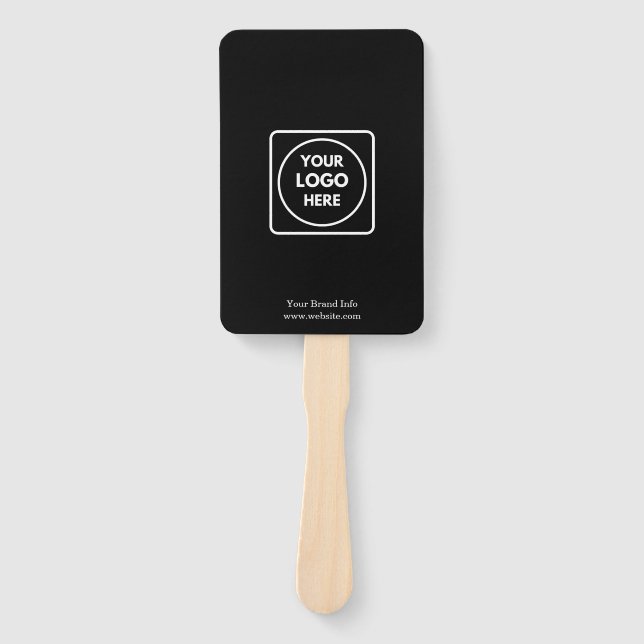 Black Promotional Hand Fan | Custom Business Logo  (Front)