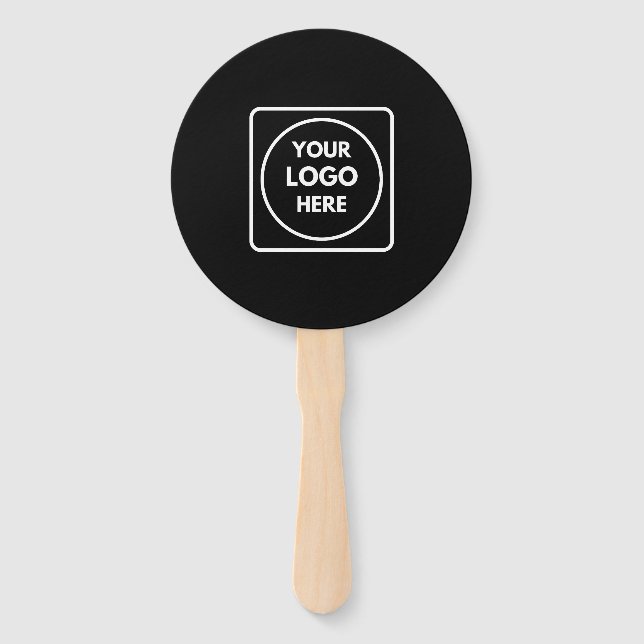Black Promotional Hand Fan | Custom Company Logo  (Front)