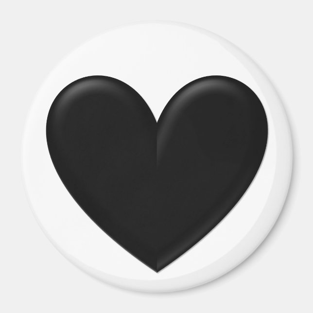 Black Puffy Heart Magnet (Front)