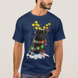 Black Pug Blinker Nice Dog Christmas Pug Christma T-Shirt