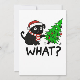 Black Pug Christmas Gift Idea Holiday Card