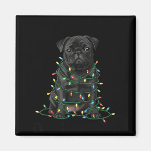Black Pug Christmas I'm Fine Everything Is Fine Magnet