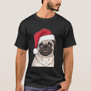 Black Pug Christmas Santa Dog Pug Lover Owner Pug  T-Shirt