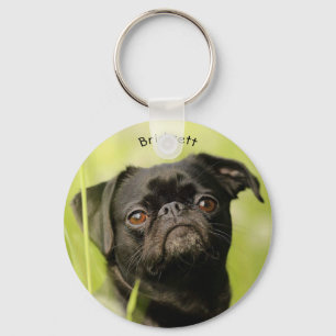 Black Pug Custom Keychain