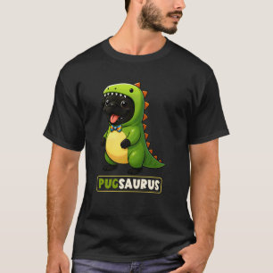 Black Pug Dinosaur Costume Pugsaurus Trex Mum Dad  T-Shirt