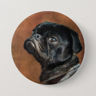 Black Pug Dog Artwork 7.5 Cm Round Badge