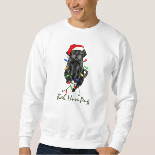 Black Pug Dog Bah Humpug Funny Christmas Sweatshirt