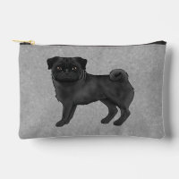 Black Pug Dog Canine Cartoon Illustration Grey