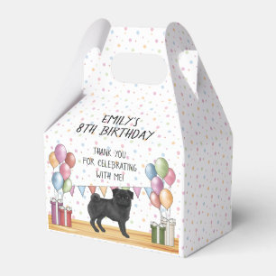 Black Pug Dog Colourful Pastel Birthday Thank You Favour Box