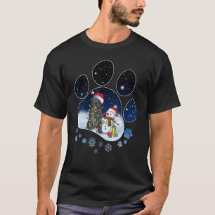 Black Pug Dog Paw Christmas  Snowman Xmas Lights 1 T-Shirt