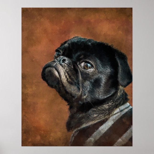 Black Pug Dog Photo Poster (Front)