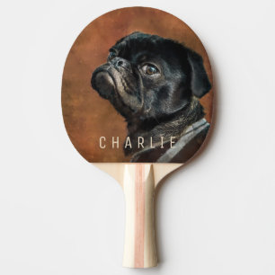 Black Pug Dog Ping Pong Paddle