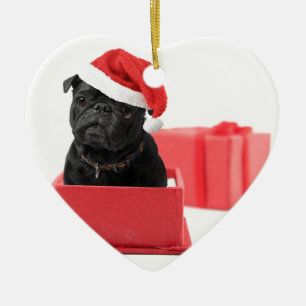 Black pug dog present or gift ceramic tree decoration