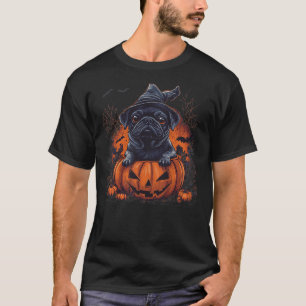 Black Pug Dog Pumpkin Halloween Thanksgiving Men W T-Shirt