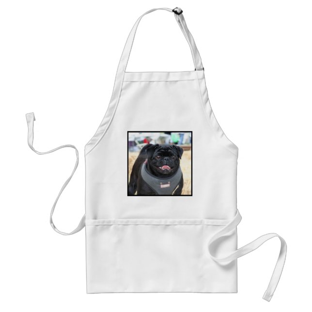 Black Pug Dog Standard Apron (Front)